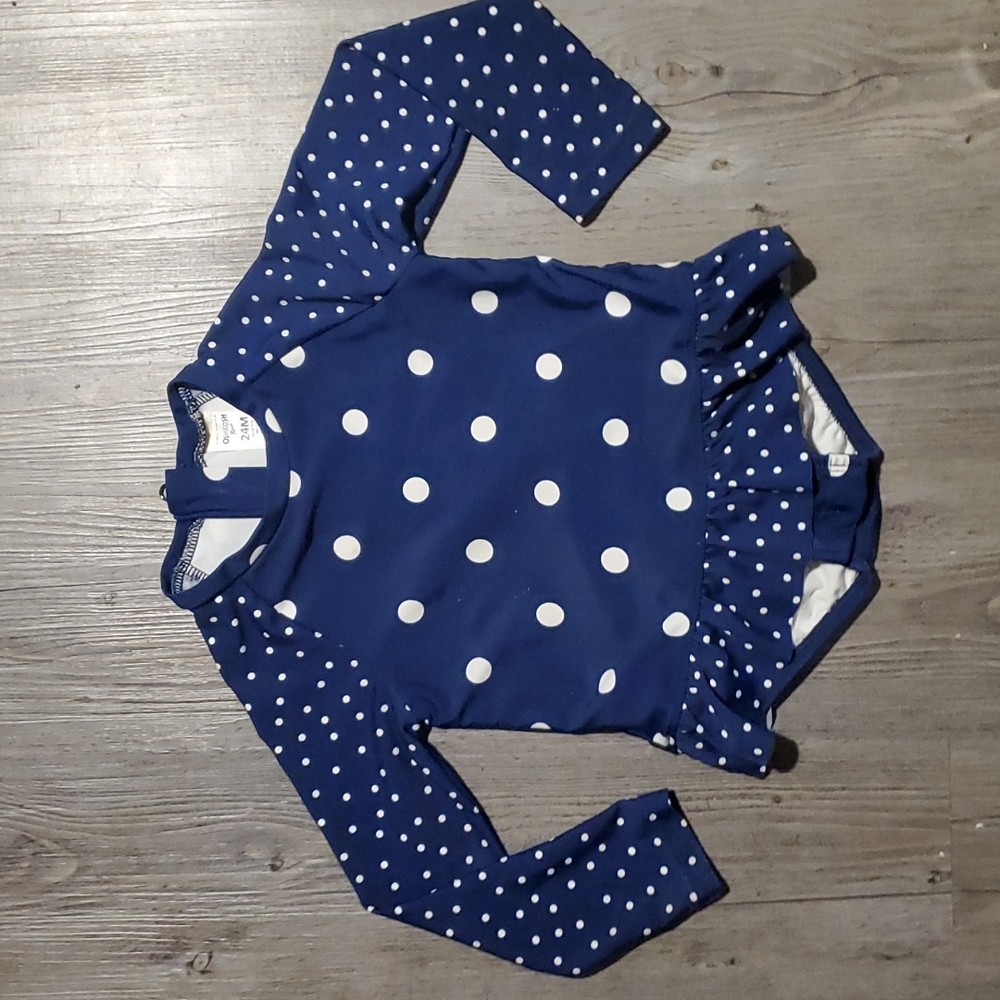 Osh Kosh B'Gosh | Toddler Girls Swimsuit | 24M | Navy Blue & White | Polka Dot